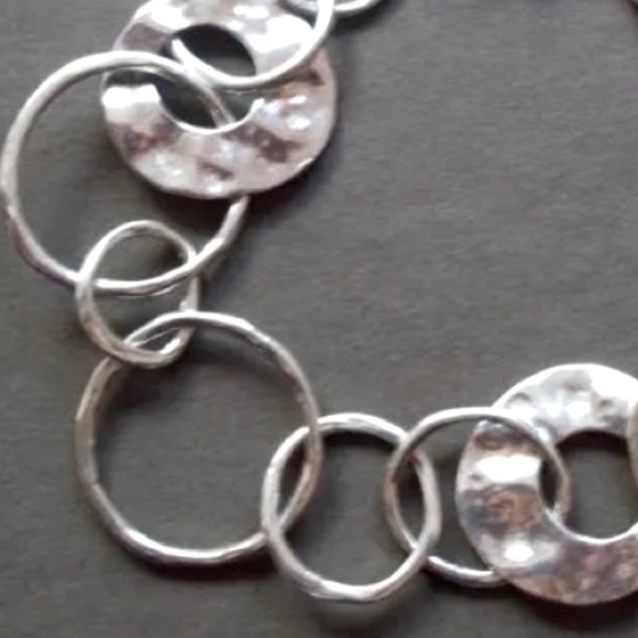 Silpada Vintage Sterling Silver Hammered Circle Paper Chain Bracelet 7.5 inch - Picture 7 of 7